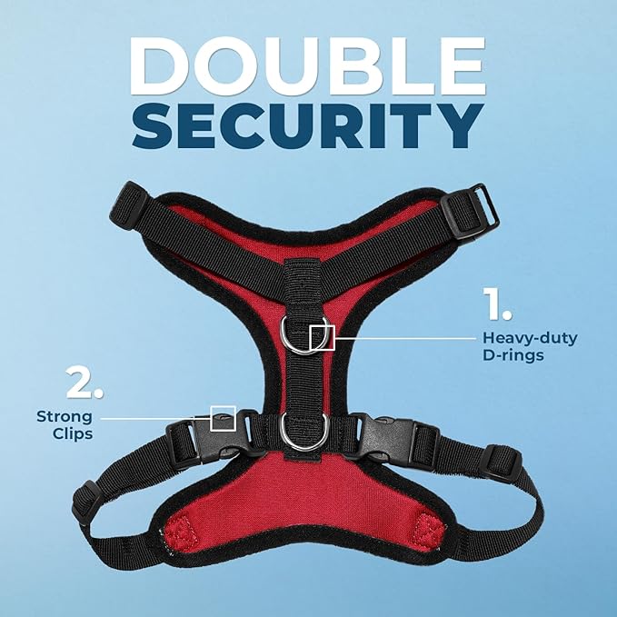 Voyager Step-in Pet Harness - All Weather Mesh, Adjustable Step in Harness for Cats and Dogs by Best Pet Supplies - Red/Black Trim, S