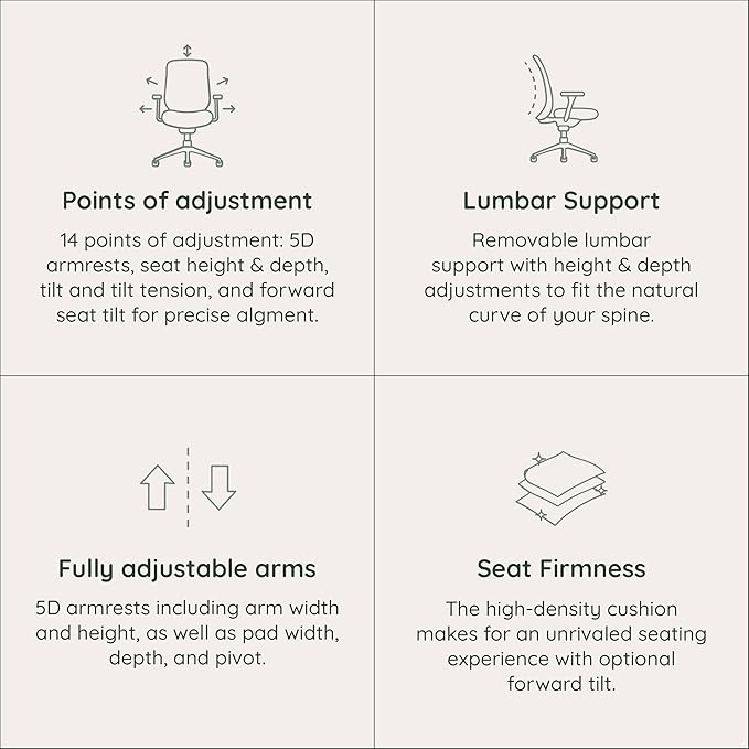 Branch Ergonomic Chair Pro - Mesh Office Chair with 14 Points of Adjustment - Height, Depth & Tilt Adjustable - 5D Armrests - Forward Tilt, Smooth Recline, and Lumbar Support - Black Boucle