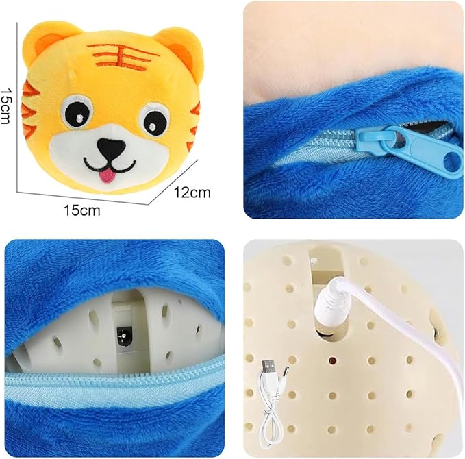 Active Moving Pet Plush Toy, Interactive Dog Toys Pet Bouncing Balls, USB Rechargeable Interactive Washable Cartoon Pig Plush Sound Electronic Dog Toy, Small Cute Squeaky Pig Dog Toy (Tiger)