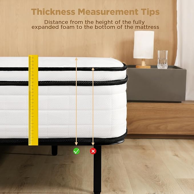 Hybrid Queen Size Mattress, 10 Inch-Medium Firm Feel, Mattress in a Box, Individual Pocketed Springs for Motion Isolation, Cooling & Soft Fabric, Pressure & Back Pain Relief, Strong Edge Support