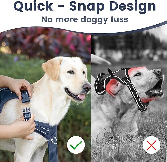 No Pull Dog Harness, Reflective Puppy Vest for Small Medium Large Sized Dog(Prussian Blue,S)