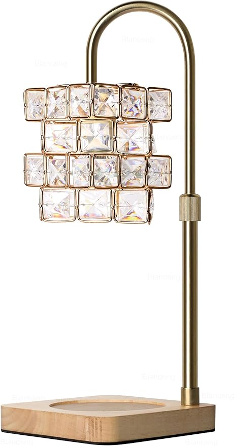 Candle Warmer Lamp Electric Candle Lamp Warmer Adjustable Height Angle with Dimmer and Timer Quadruple Diamond Texture Shape for Home Decor Wax Melts for Jar with 2 Bulbs