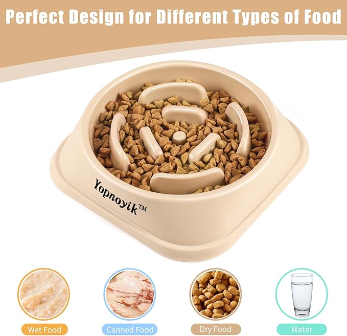 2 Pack Slow Feeder Dog Bowls for Healthy Eating, Non-Slip and Anti-Choking Design, Reduces Bloating & Overeating for Medium Dogs and Cats, Easy to Clean