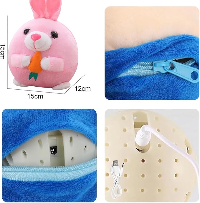 Active Moving Pet Plush Toy, Interactive Dog Toys Pet Bouncing Balls, USB Rechargeable Interactive Washable Cartoon Pig Plush Sound Electronic Dog Toy, Small Cute Squeaky Pig Dog Toy (Rabbit)