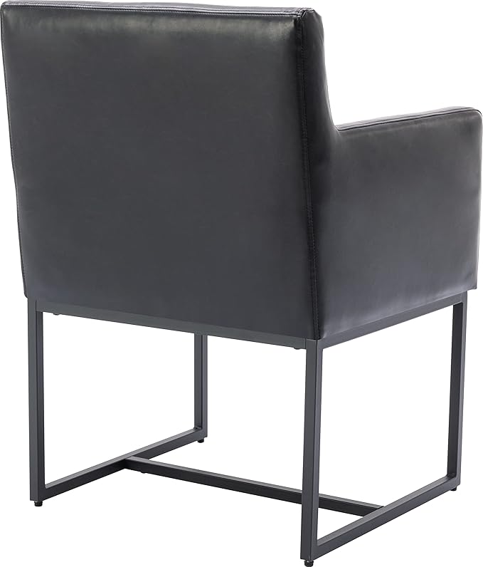 Set of 6 Upholstered Dining Chairs with Armrest, PU Leather Modern Accent Armchairs, Kitchen & Dining Room Chairs Side Chairs, Black