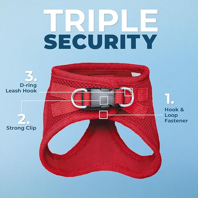 Voyager Step-in Pet Harness - All Weather Mesh, Adjustable Step in Harness for Cats and Dogs by Best Pet Supplies - 307S Red, M