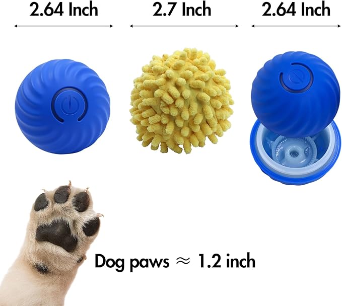 Interactive Dog Ball Toys - Smart Electric Dog Toys to Keep Them Busy with 2 Cover, Automatic Rolling and Jumping Pet Balls Ball for Dogs - Cats, Pet Interactive Toy Balls - Rechargeable, Blue