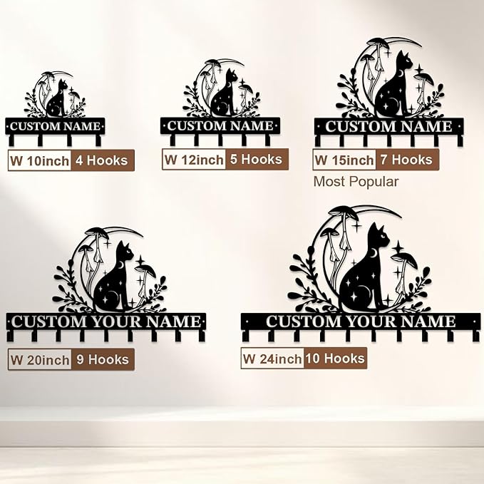 Customized Keys Holder - Personalized Mushroom Wonderland Key Hooks Wall Metal Sign Decor,Wall Holder,Door Hook (Style G)