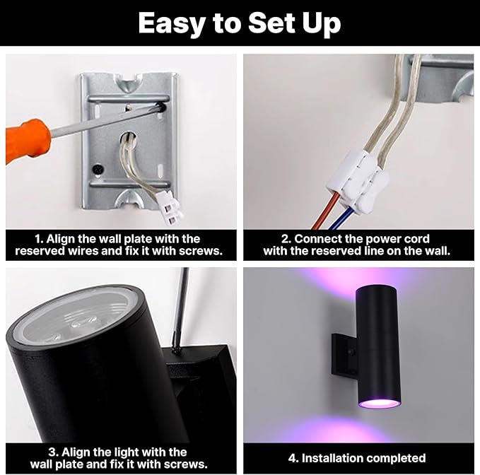 RGBCW Outdoor Wall Light 1 Pack, Smart Porch Light Dusk to Dawn Lighting with Remote Control, WiFi Outdoor Wall Sconce, Compatible with Alexa, Exterior Lights for House Porch Garage