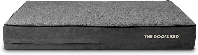 The Dog’s Bed Orthopedic Memory Foam Dog Bed, XL Grey Plush 46x28, Pain Relief for Arthritis, Hip & Elbow Dysplasia, Post Surgery, Lameness, Supportive, Calming, Waterproof Washable Cover