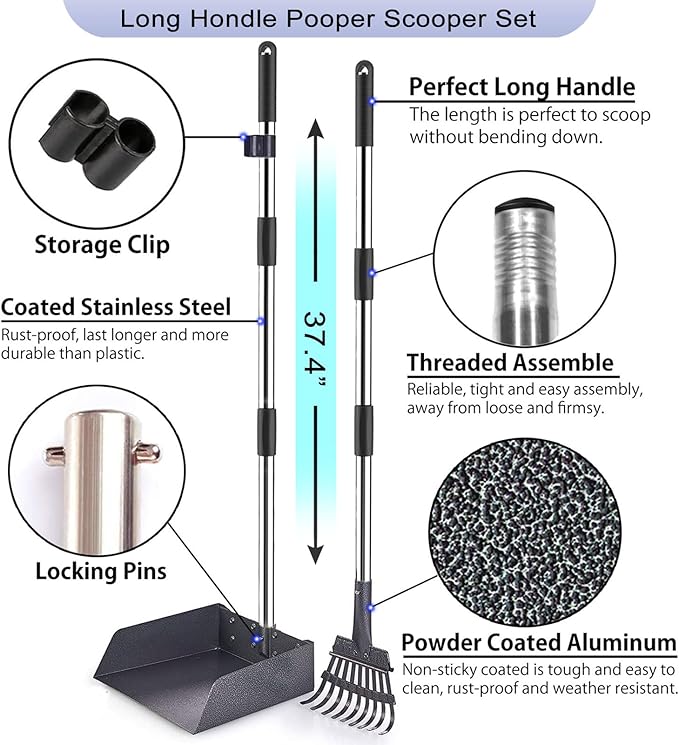 Dog Poop Trash Can Outside, Waste Bin with Lid and Removable Inner,Metal Rake Pooper Scoope,Odor Control for Indoor/Outdoor Dog Waste for Bathroom,Kitchen