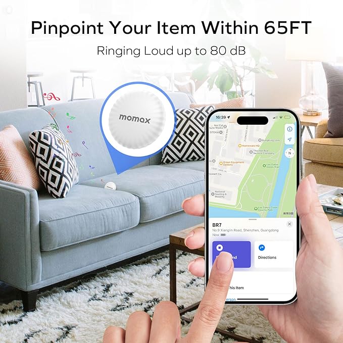 MOMAX Key Finder, Tracker Tag, Works with Apple Find My (iOS Only), Key Tracker with APP,Sound Location, Key Locator Tracker for Luggage, Suitcase, Wallet, Pet, Kid