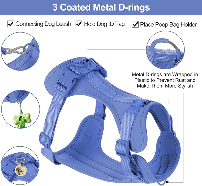 Wisedog No Pull Lightweight Dog Vest Harness with Soft and Comfortable Cushion, Breathable Mesh, for Small Medium Large Dogs Walking (M(Neck: 11.81"-18.11";Chest: 18.11"-27.95"), Blue)