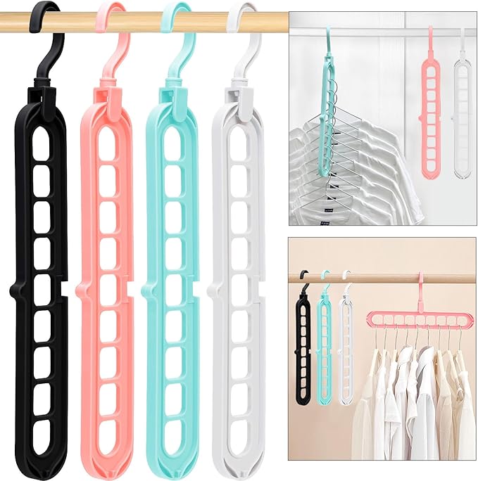 Closet Organizers and Storage, Multifunctional Organization and Storage Home Essentials Magic Space Saving Hangers with 9 Holes for Wardrobe Closet Heavy Clothes
