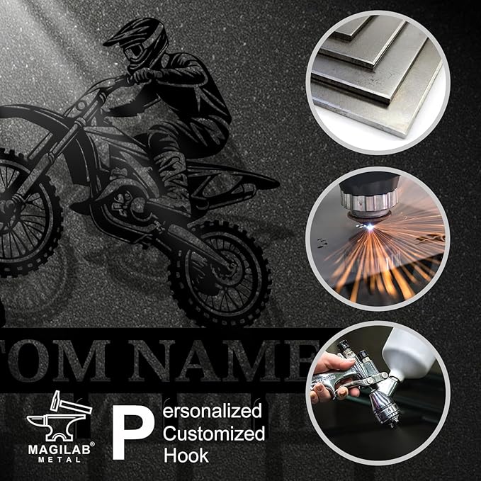 Personalized Custom Name Motorcycle Keys Hooks,Metal Motorcycle Art Clothes Keys Hooks,Metal Motorcycle Lover Wall Home Storage Decorative Keys Hooks,Key Holder Hooks for Wall (Style C)