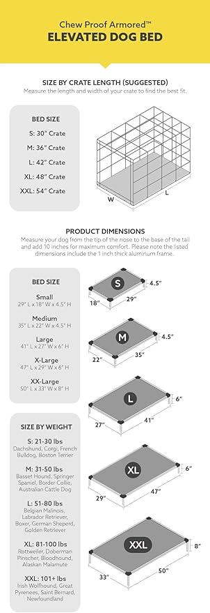 K9 Ballistics Chew Proof Elevated Cooling Dog Bed - Made for Aggressive Chewers, Virtually Indestructible, Ripstop Fabric with No Padding, Pre-Assembled - Medium, Sandstone
