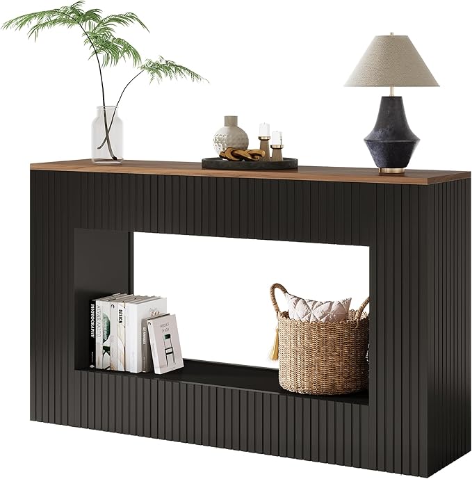 Tribesigns Modern Console Table, 55-Inch Wood Entryway Table with Storage, Narrow Long Sofa Table Behind Couch Table for Living Room, Foyer, Hallway, Black