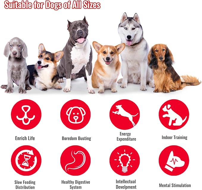 Dog Treat Toy - Interactive Dog Toys for Boredom, Treat Dispensing Enrichment Mental Stimulation (D)