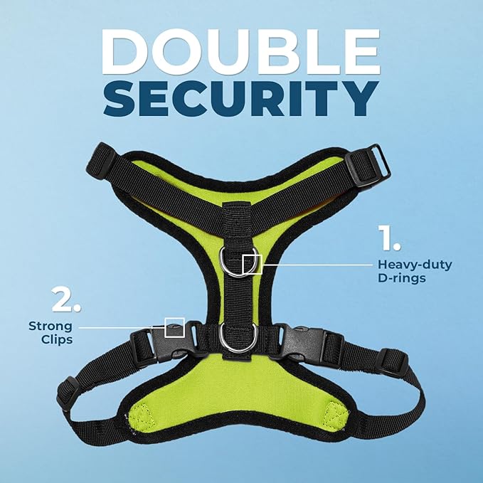 Voyager Step-in Pet Harness - All Weather Mesh, Adjustable Step in Harness for Cats and Dogs by Best Pet Supplies - Lime Green/Black Trim, M