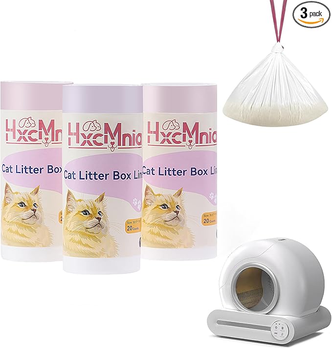 60 Count Self-Cleaning Litter Box Liners compatible with MW-SCO1/MW-SC02/MW-LR01 - Leakproof & Odor-Control Design, 2x Thicker Material Than Standard Liners, Automatic Cat Litter Box Accessories