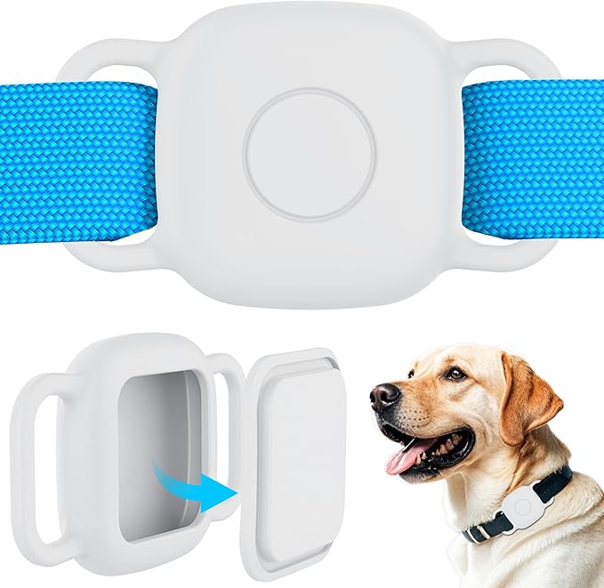 DDJ 2-Pack Dog Collar Holder for Tile Life360 Mate (2024) 2022 Tracker, Waterproof Silicone Cover Full-Body Protective Case for Tile Mate Tracker Cat Collar, Ultra Durable, Scratch Resistant, White