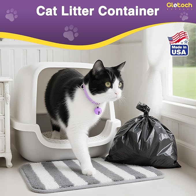Glotoch 500 Count Economical Cat Litter Bags 4 Gallon Black, Leak-Proof, Disposable Cat Waste Trash Bags for Pet Poop, Plastic T-shirt doggy bag for Kitty Waste Garbage 12" x 6.5" x 21"