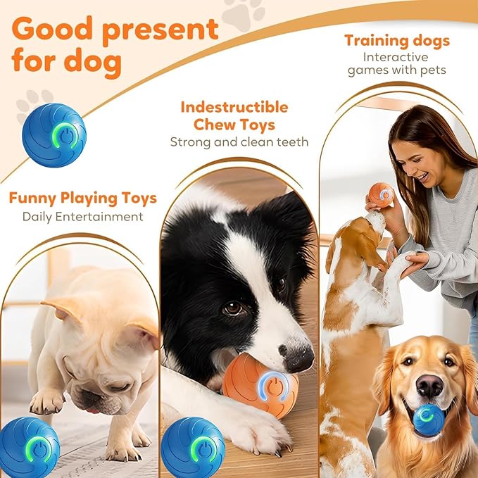 Smart Jumping Ball for Dogs & Cats Duraspin Dog Bouncing Ball Random Path Electric Automatic Moving and Rolling Pets Toy Interactive Jumping Vibrating Bouncing Balls for Puppy Toys(1Pack,Blue)