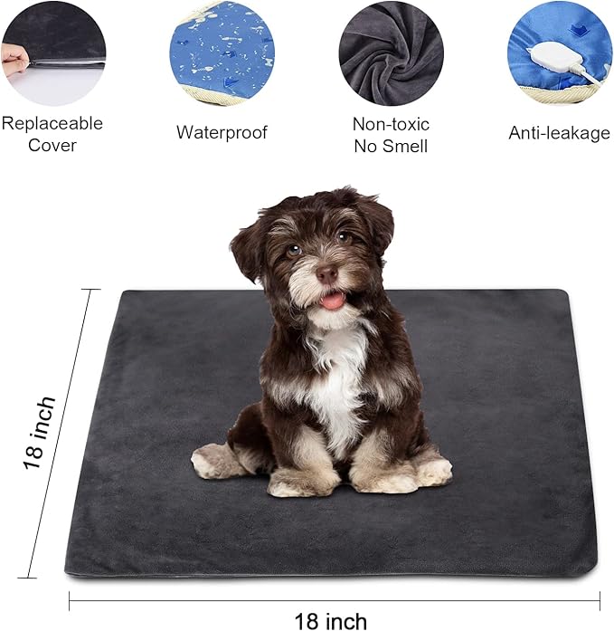 ENJOY PET Cat Dog Heating Pad, 9 Levels Temp & 13 Levels Timer, Chew Resistant Cord, Auto Power Off, 18"L x 18"W x 1.3"Th, Gray
