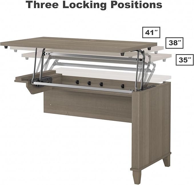 Bush Furniture Somerset 72W 3 Position Sit to Stand L Shaped Desk with Hutch in Ash Gray | Adjustable Height Table for Home Office