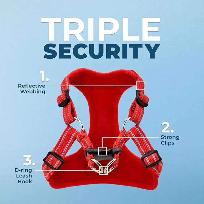 Best Pet Supplies Voyager Adjustable Dog Vest Harness Breathable No Pull Harness for Small, Medium, Large Dogs, Harness for Walking, Jogging, Easy Step-in, Reflective Stripes - Red, M