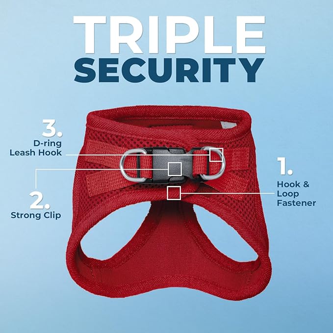 Voyager Step-in Pet Harness - All Weather Mesh, Adjustable Step in Harness for Cats and Dogs by Best Pet Supplies - 307S Red, XS