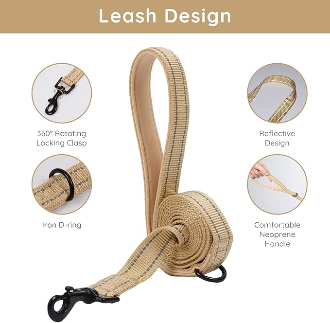 BELLA & PAL Step in Vest Harness for Small and Medium Dogs, No Pull Small Dog Harness with Leash Set, Comfortable Air Mesh Dog Vest Harness with Reflective Strip (Khaki, M)