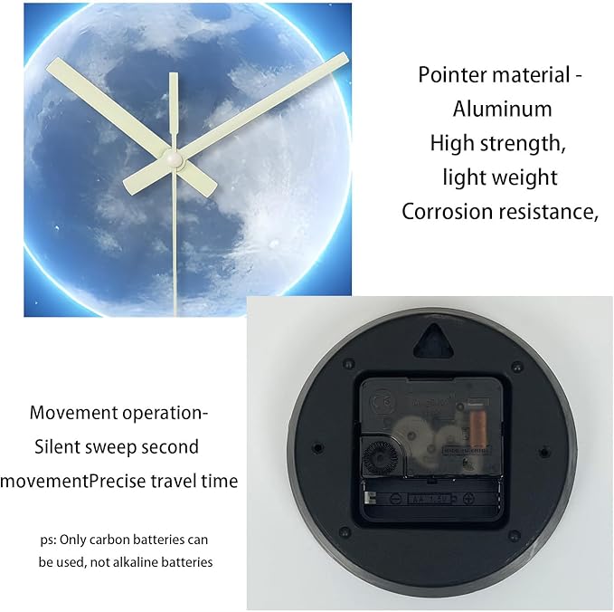 14 Inch Lighted Wall Clocks Battery Operated Blue Glow in The Dark Wall Clock for Kids Bedroom Silent Wall Clock Decorative