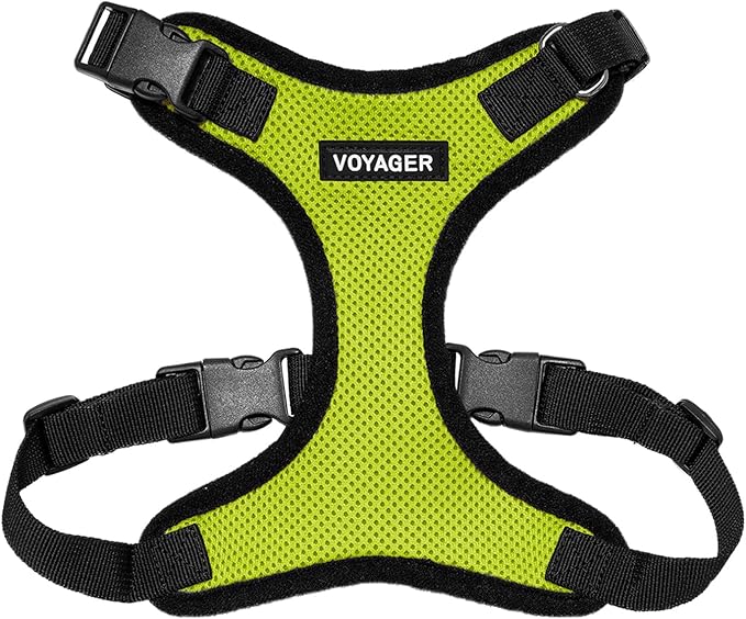Voyager Step-in Pet Harness - All Weather Mesh, Adjustable Step in Harness for Cats and Dogs by Best Pet Supplies - Lime Green/Black Trim, M