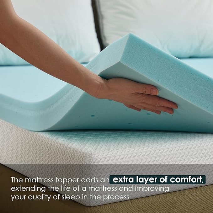 FDW | 5" Full Mattress + 3" Cooling Mattress Topper | Gel Memory Foam | Medium Firm Feel | White | with Washable Cover for Cool Sleep and Pressure Relief | Bed in a Box, CertiPUR-US Certified