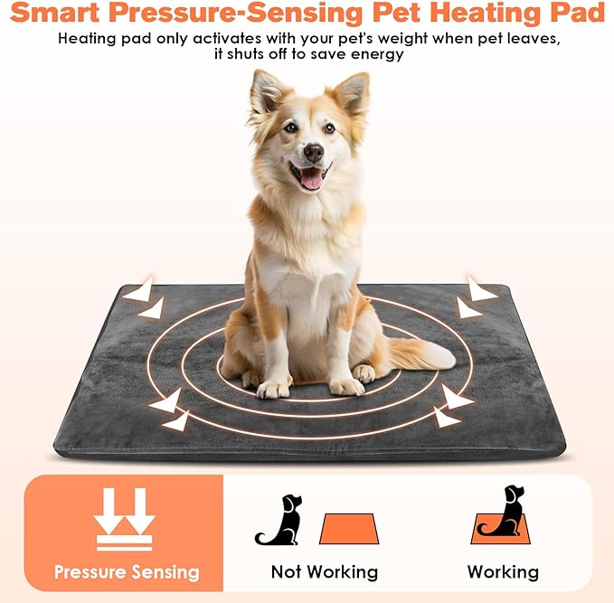 ENJOY PET Heated Cat Bed, Indoor Pet Heating Pad with 9 Heat Settings and Timer, Electric Dog Heater Mat for Dogs with Chew Resistant Cord and Soft Washable Cover