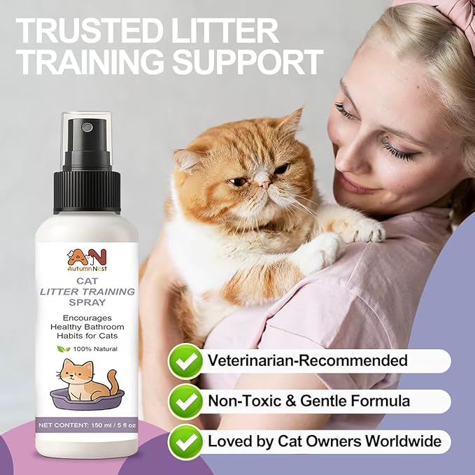 Cat Litter Training Spray – 150ml Natural Attractant for Cats & Kittens – Helps Guide Proper Litter Box Use – Indoor Toilet Training Aid