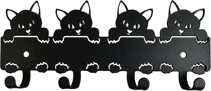 YXE Metal Key Holder Wall Mount, 8 Hooks, Key Organizer Rack for Kitchen, Entryway, Hallway, Bedroom, Black (M4)