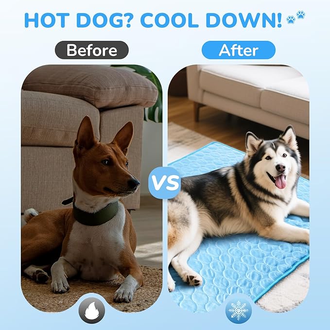 Dog Cooling Mat,2025 Upgraded Washable Pet Cooling Pad for Dogs & Cats,Keep Cool for Pets in Summer,Dog Bed for Outdoor & Home Use,24 * 20"(Blue, Medium)
