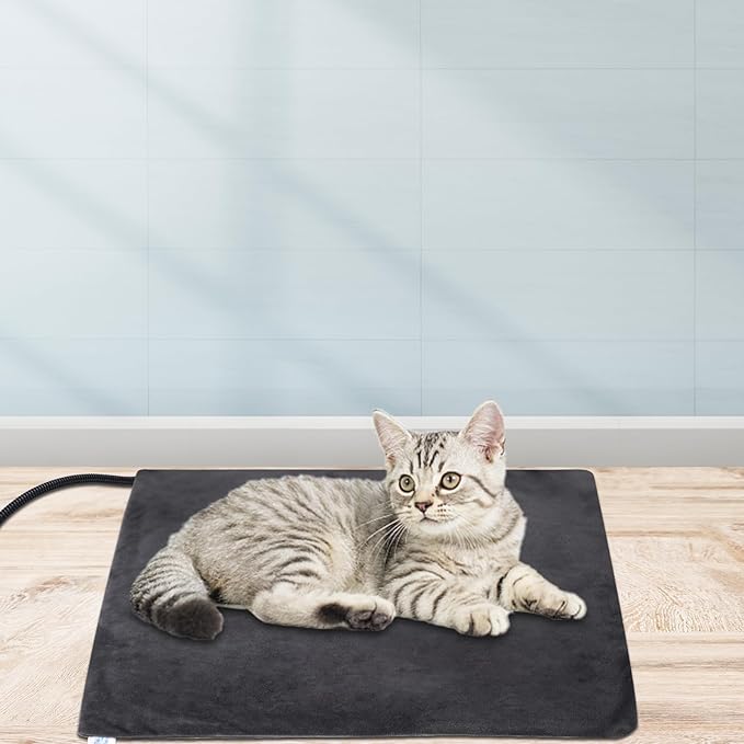 ENJOY PET Cat Dog Heating Pad, 9 Levels Temp & 13 Levels Timer, Chew Resistant Cord, Auto Power Off, 18"L x 18"W x 1.3"Th, Gray