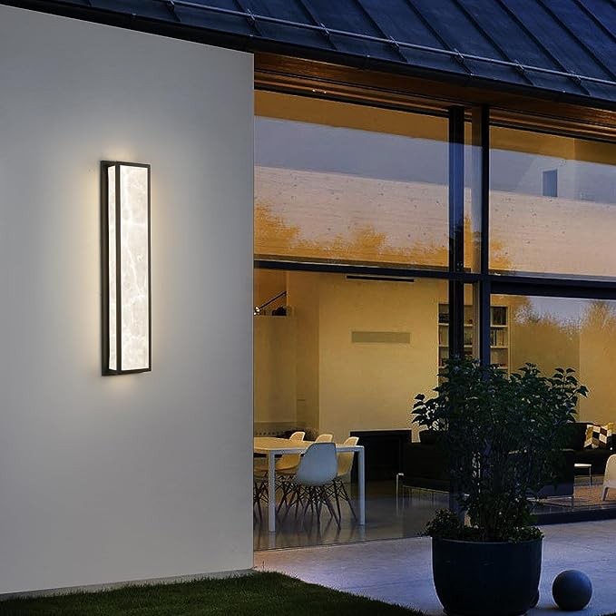 Outdoor Wall Light LED 32W, Modern Exterior Wall Sconce with Resin Shade - 32.8in Rectangle Waterproof Porch Lighting Fixture IP65 for Garage,Front Door,Patio