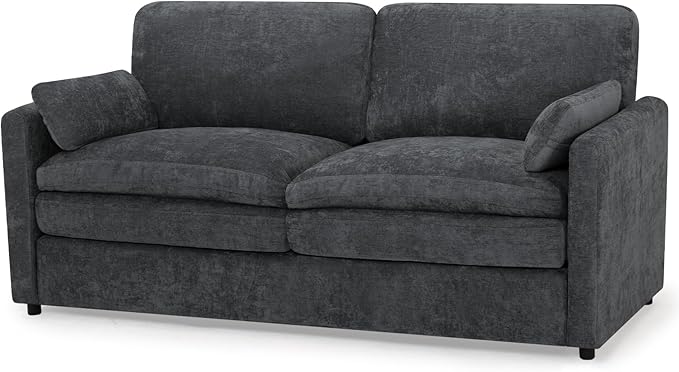 69” Chenille Loveseat Sofa w/Arm Pillows, Upholstered 2-Seater Sofa w/Comfortable Back Cushions, Modern 2 Seats Couch w/High-Density Foam for Living Room, Apartment, Office, Grey