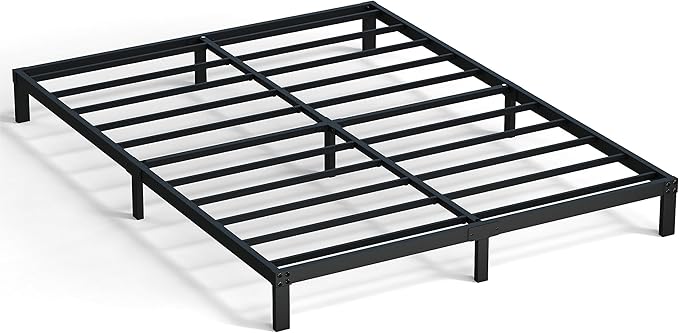 King Size Bed Frame No Box Spring Needed, 8 Inch Heavy Duty King Platform Bed Frame Support Up to 3000 lbs, Easy Assembly, Noise Free, Black