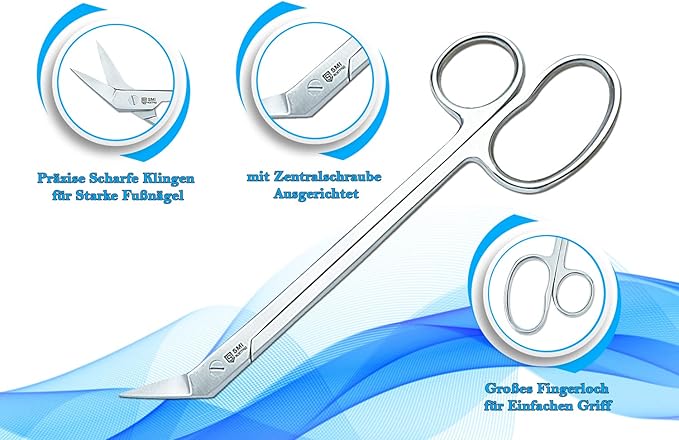 SMI 18 cm Long Handle Toenail Scissors for Seniors - Podiatrist Clippers for Disabled, Thick & Ingrown Nails - Stainless Steel Cutters