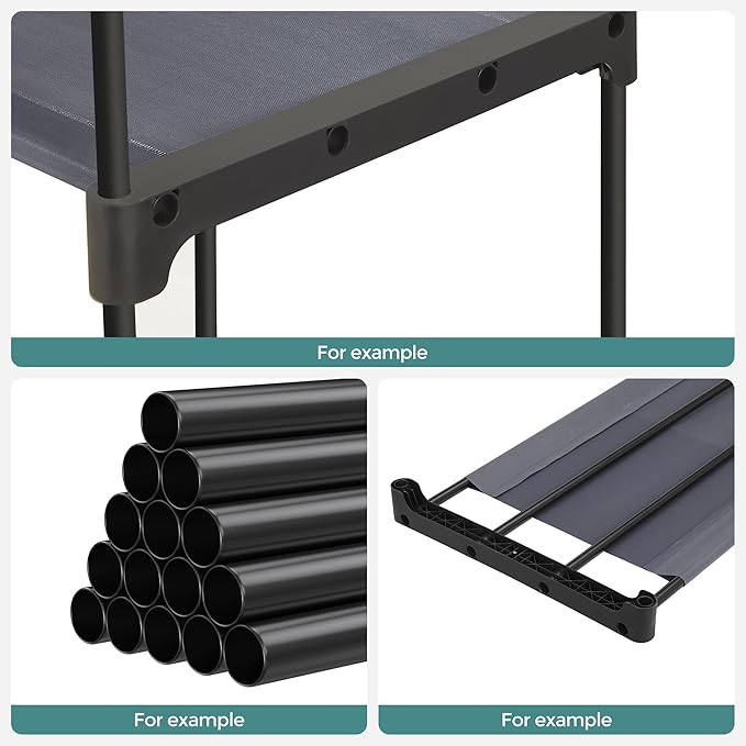 SONGMICS Portable Closet, Freestanding Closet Organizer, Clothes Rack with Shelves, Hanging Rods, Storage Organizer, for Cloakroom, Bedroom, 44.1 x 16.9 x 65 Inches, Gray URYG024G02