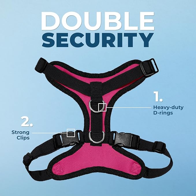 Voyager Step-in Pet Harness - All Weather Mesh, Adjustable Step in Harness for Cats and Dogs by Best Pet Supplies - Fuchsia/Black Trim, L