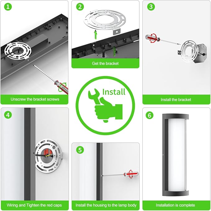 Sytmhoe Outdoor Wall Light 2Packs,Waterproof Exterior Wall Sconce with Aluminum& Dual PC,10-100% Dimming Black Modern LED Porch Light for House,Courtyard,Garage,Garden (2-Pack, 6000k)