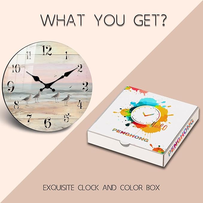 Extra Large Rustic Vintage Wall Clock - 24 Inch Round Coast Clocks for Hallway Decor, Battery - Operated Silent Wall-Clock for Farmhouse, Living Room, Home