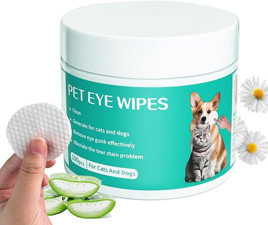 Dog Eye Wipes Gently Remove Tear Stain Eye Debris for Dogs &Cats Pet Grooming Kit Care Wash Cleaner for Eyes Wrinkle Face 100pcs Unscented