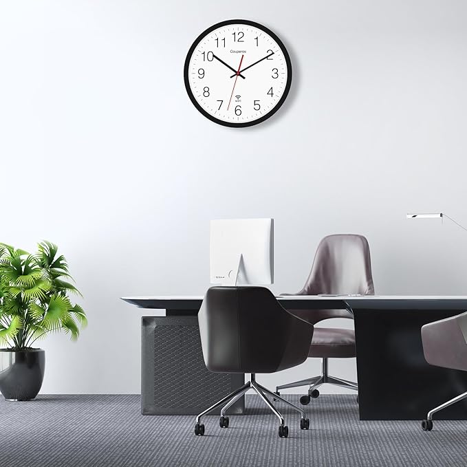 WiFi Wall Clock with Auto-DST, 12 Inch Silent Non-Ticking Round Analog Modern Battery Powered Clock Smart Analog WiFi Clock for Home Kitchen Office Classroom